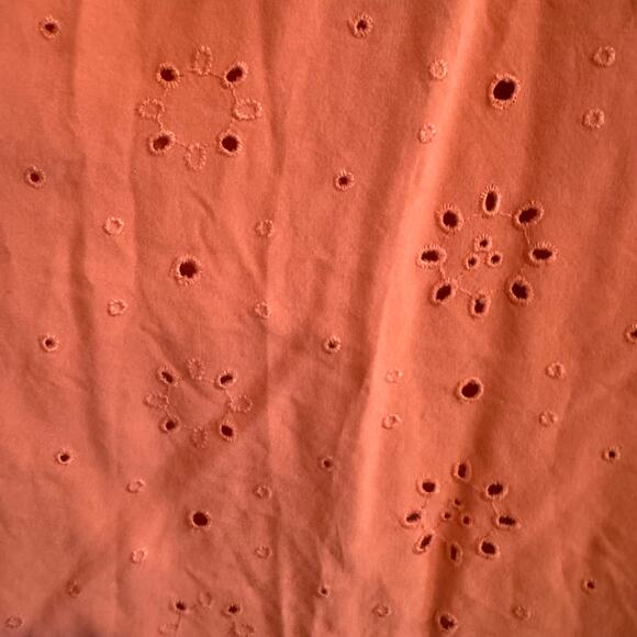 Torrid Eyelet Cut Out Top Orange Back Button Embroidered Short Sleeve Sz 2X - Picture 5 of 6
